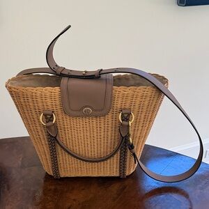 Michael Kors Collection Brown Woven Tote Bag / Removable Shoulder Strap